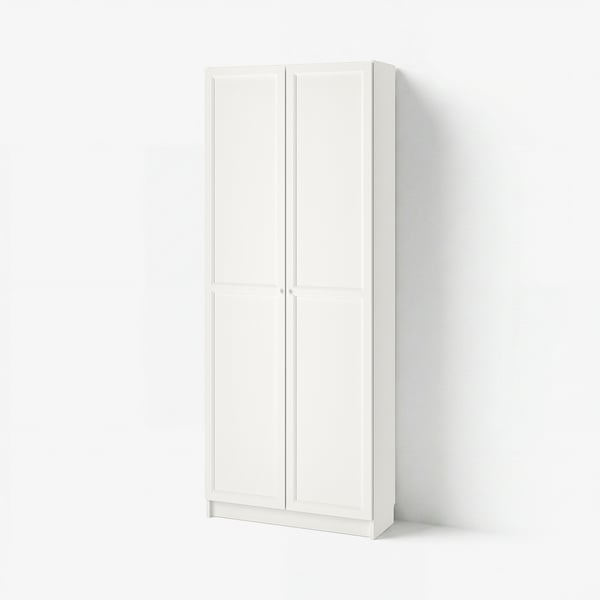 BILLY / OXBERG Bookcase with doors, white, 80x30x202 cm