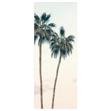 BJÖRKSTA canvas print, teal palm trees on beige sky, rectangular with modern design.