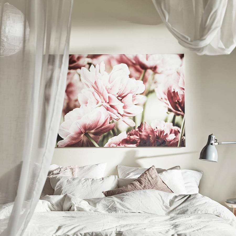 BJÖRKSTA Picture with frame, light pink tulips/black, 118x78 cm IKEA