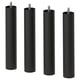 Four black metal cylindrical legs with threaded tops, designed for easy cleaning.