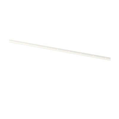 This image shows a BOAXEL mounting rail in white, made of galvanized steel, designed to help hang storage uprights straight.