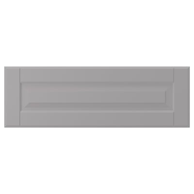 A BODBYN cabinet in soft grey with beveled panels, made of fiberboard and polyurethane paint.