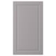 A grey BODBYN cabinet door with a smooth, bevelled panel design in fibreboard.