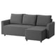 Gray l-shaped sofa bed with dark legs, sleek design, and comfortable cushions.