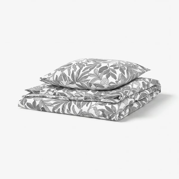 BROKDRACENA Duvet cover and pillowcase, white/black, 150x200/50x60 cm