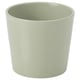 Green striped planter, cylindrical, earthenware powder coat.