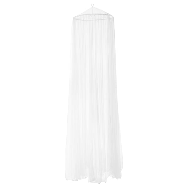 White BRYNE mosquito net, hanging, polyester and polypropylene, cylindrical shape.