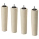 Four cylindrical light wooden legs with black screws and bases, evenly spaced on white background.