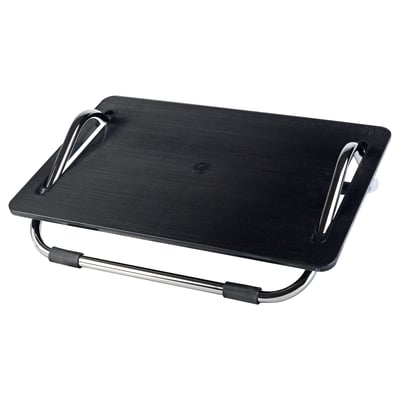 A DAGOTTO black footrest with a textured platform, chrome-plated steel frame, and rubber feet for stability.