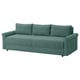 DÅNHULT teal sofa bed with rolled arms, textured fabric, supportive pocket springs, convertible design.