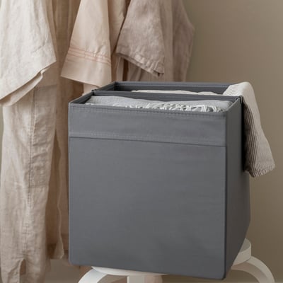 Grey organising divider in box, separates items, fits DRÖNA box.