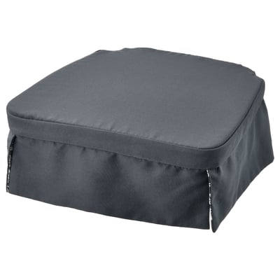 DVÄRGDUNÖRT cushion, grey/white floral, square, padded for comfort.