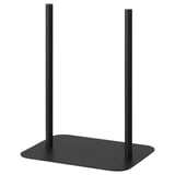 Dark black rectangular desk privacy screen with two vertical metal rods for support, designed for sound absorption and workspace division.