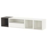 White EKET wall unit: three shelves, one flip-down door, minimalist design.