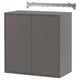 A gray EKET cabinet with two doors and a shelf. It has a modern design, perfect for storage.