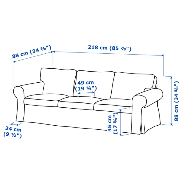 EKTORP 3-seat sofa, Naggen grey-blue