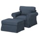EKTORP Armchair and footstool, Kilanda dark blue