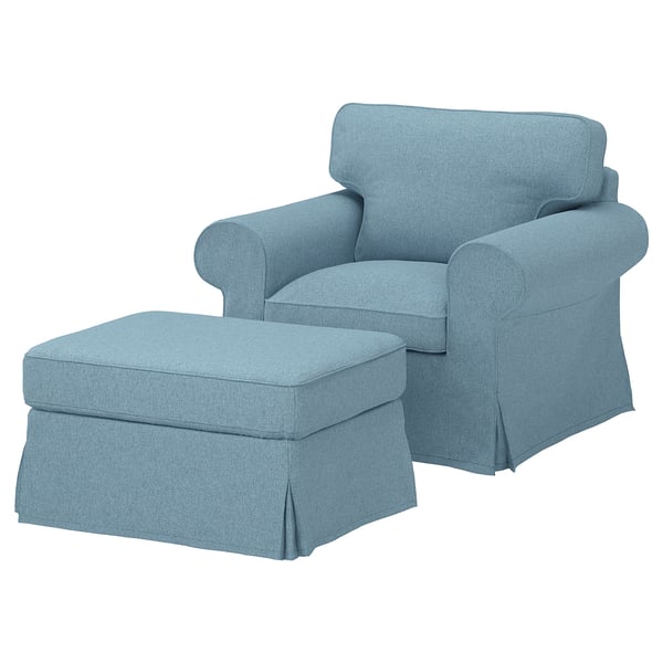 EKTORP Armchair and footstool, Naggen grey-blue