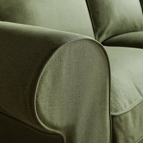 EKTORP Armchair and footstool, Naggen grey-green