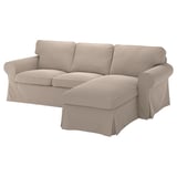 EKTORP beige sectional sofa with plush cushions, roll arms, and clean lines.