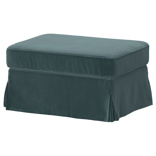 EKTORP Cover for footstool, Alhamn dark grey-blue