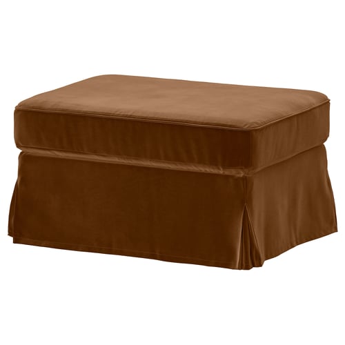 EKTORP Cover for footstool, Alhamn dark yellow-brown