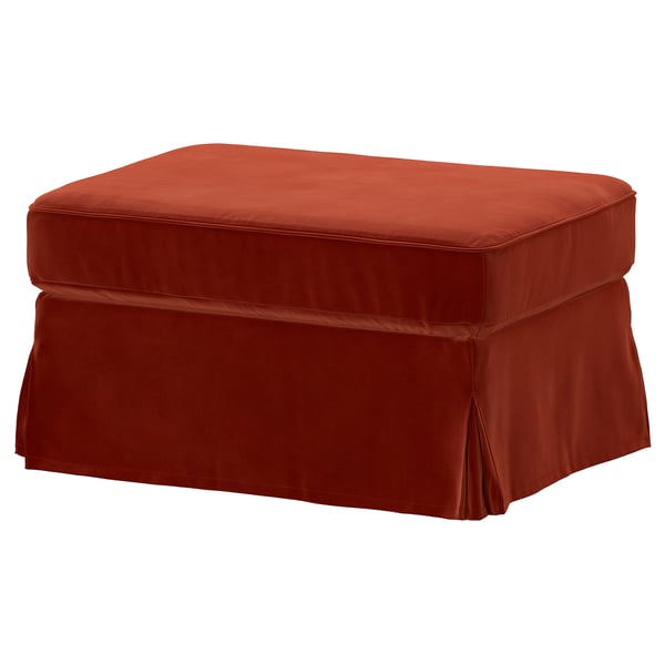 EKTORP Footstool with storage, Alhamn deep orange-red