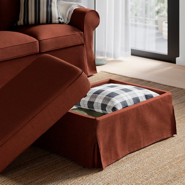 EKTORP Footstool with storage, Kilanda brown-red