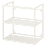 An ENHET white metal storage unit with two open shelves.