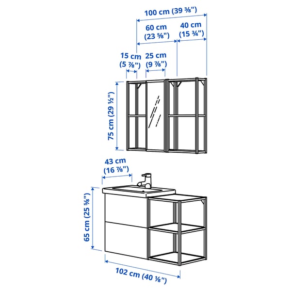 Illustration with measurements for the product: ENHET.