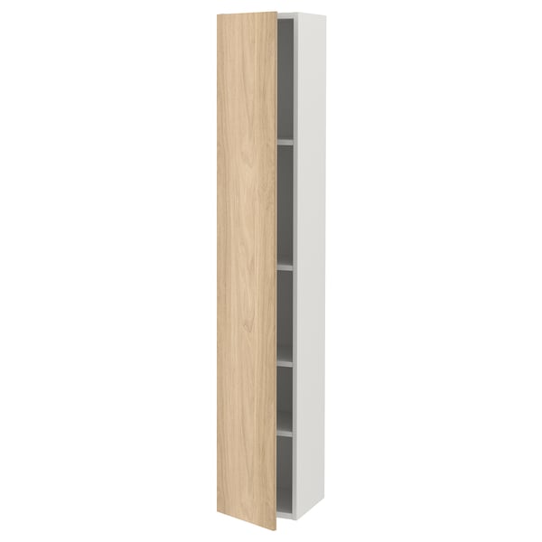 Ikea ENHET high cabinet, light wood, white, rectangular, wall storage.