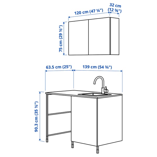 Illustration with measurements for the product: ENHET.
