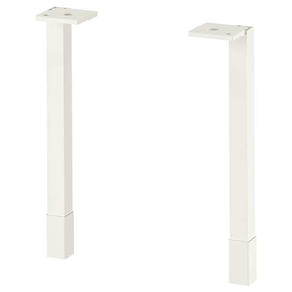 Two ENHET white metal legs, rectangular, adjustable.