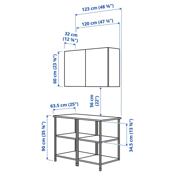 Illustration with measurements for the product: ENHET.
