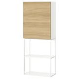ENHET wall cabinet & open frame unit, white & wood, kitchen/bathroom storage