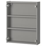 Gray ENHET minimalist wall cabinet with 2 open shelves for storage.