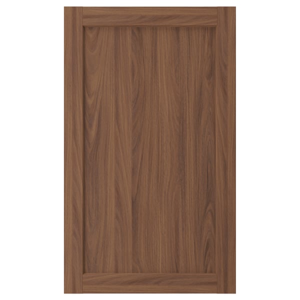 ENKÖPING brown walnut wood cabinet door. Classic style with durable brown foil finish. Rectangular shape.
