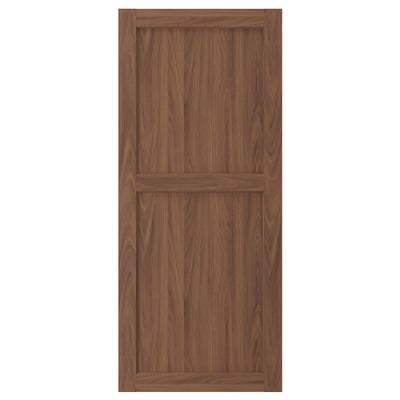ENKÖPING brown walnut cabinet door, efficient design, durable foil, fiberboard frame.