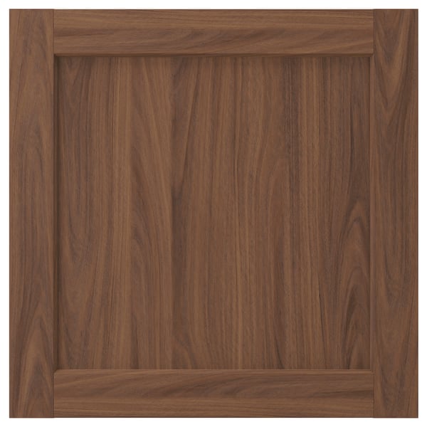 ENKÖPING wooden cabinet door in brown walnut with square frame and smooth surface.