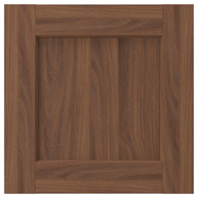 ENKÖPING brown walnut cabinet door, square, wood texture, framed.
