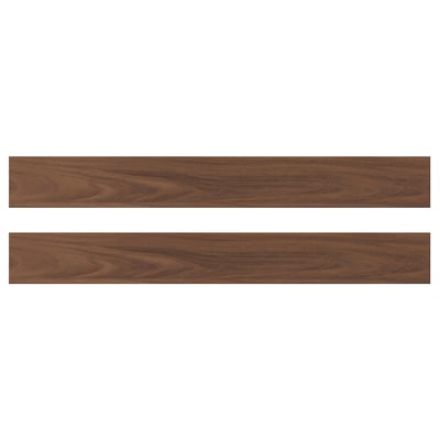 Two brown walnut wooden panels with a grain texture. They are rectangular and framed.