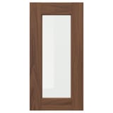 The ENKÖPING brown walnut framed glass cabinet door. It a classic, inviting design with a durable wood-like finish and a clear glass center.