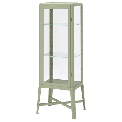 Fabrikor mint green metal glass display cabinet with 4 shelves.