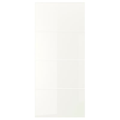 This image shows white glass panels for wardrobe doors, reflecting light and enhancing space.