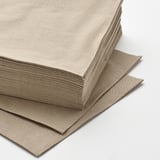 Stack of brown paper napkins, neatly arranged; soft textured with absorption pattern.