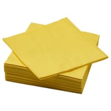 Stacked yellow paper napkins, brightly colored, rectangular, plain design.
