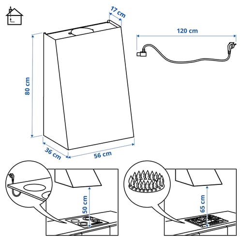Illustration with measurements for the product: FIVELSBO.