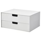 White FJÄDERHARV mini chest, square, two drawers, recycled paperboard.