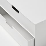 White mini chest with sleek handles, showcasing quality and modern design.