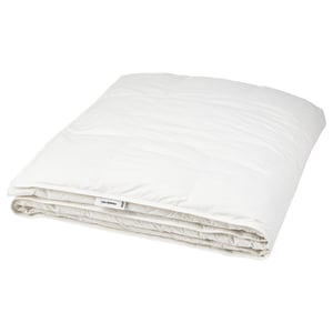 A white FJÄLLBRÄCKA duvet blanket, folded neatly with visible stitching, ensuring warmth and comfort.